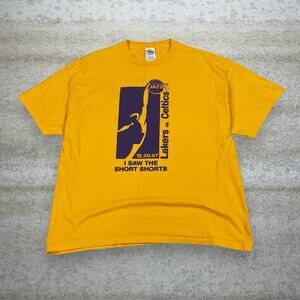 Vintage Y2K Lakers Stadium Shirt Mens XL Yellow Purple Short Sleeve Kobe Era